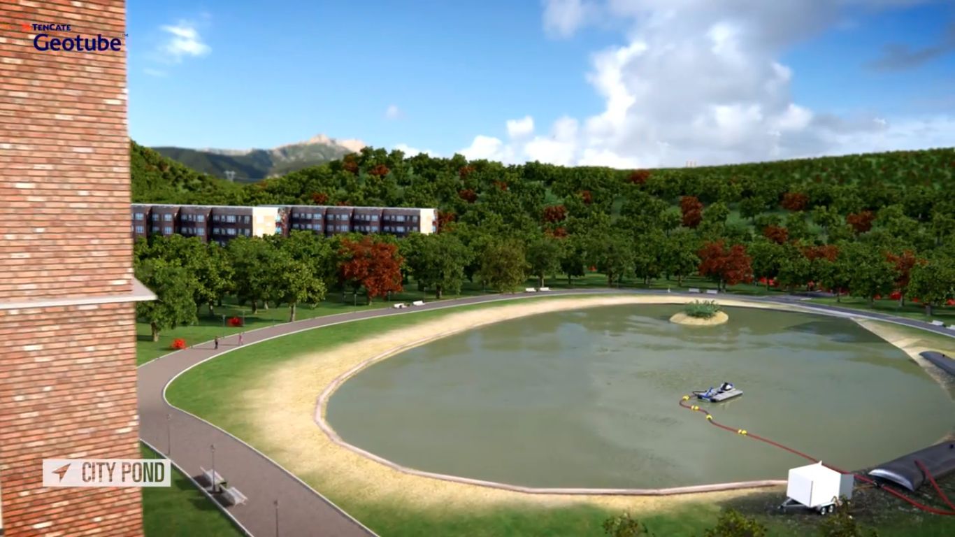 Geotube city pond and environmental dredging — still from supplied video