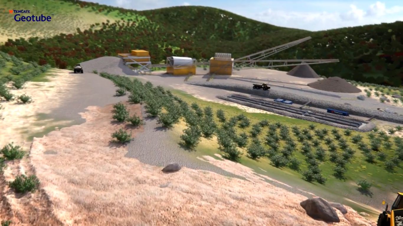 Geotube mining and mineral processing — still from supplied video