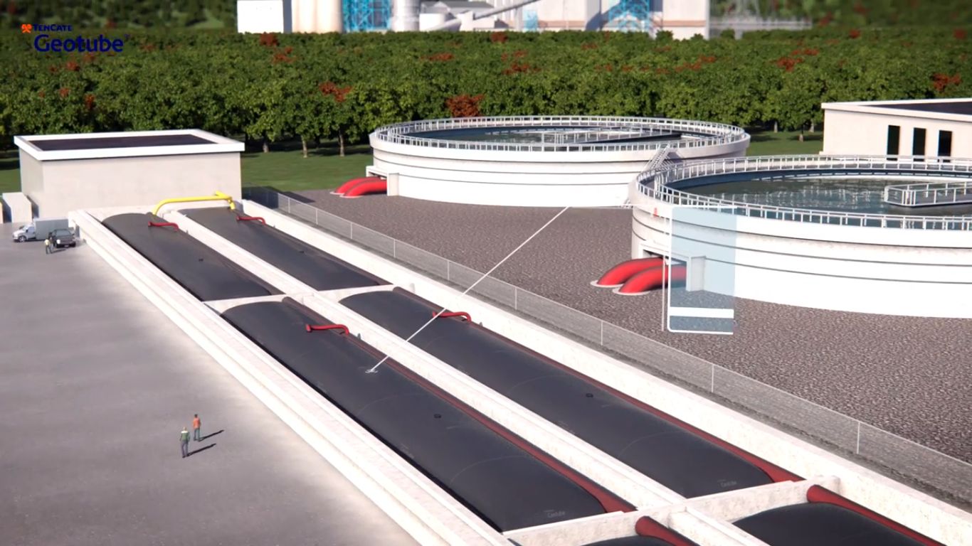 Geotube municipal wastewater treatment — still from supplied video